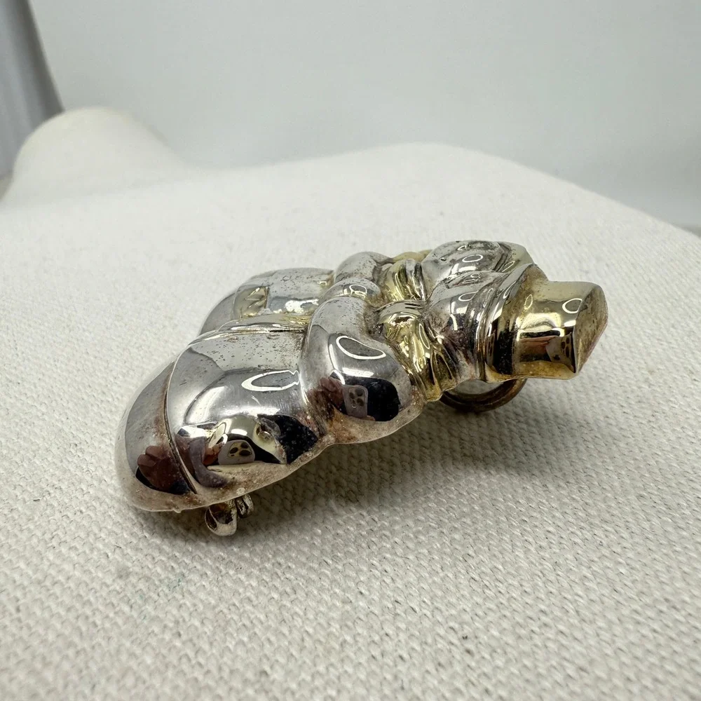 Christmas Brooch Snowman Couple Vintage‎ Silver Tone Holiday Pin Jewelry